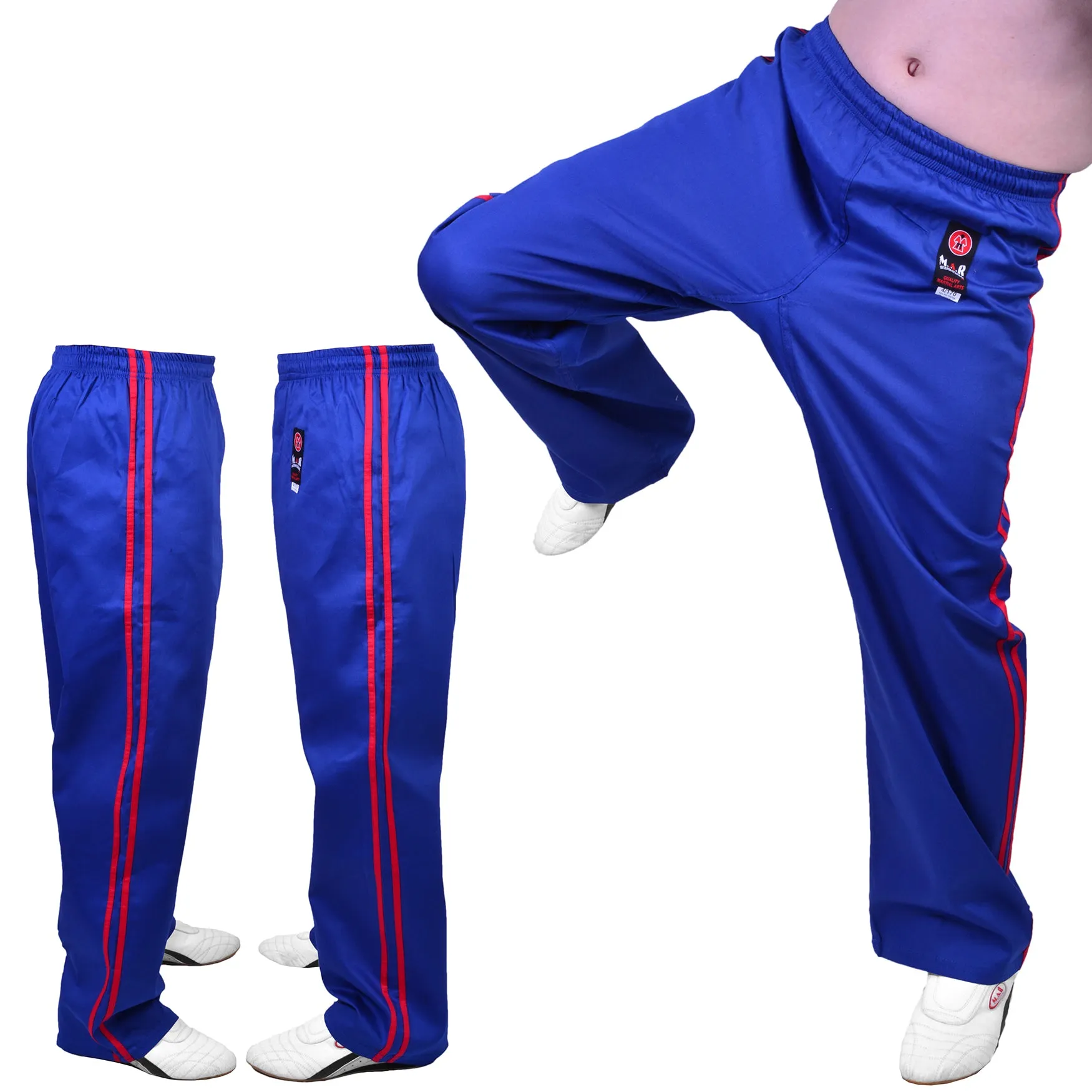 MAR-088B | Blue & Red Kickboxing & Freestyle Two-Striped Trousers