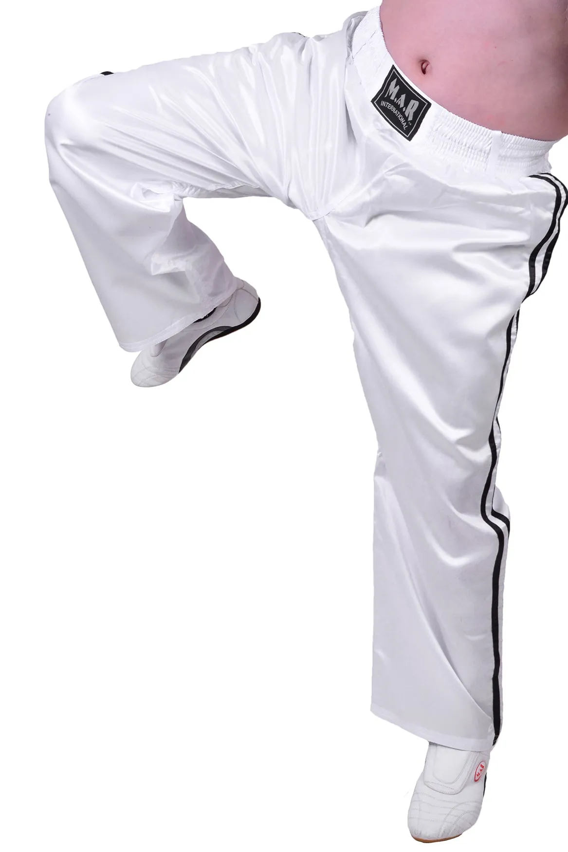 MAR-089C | Full Contact White Black Kickboxing & Freestyle Trousers