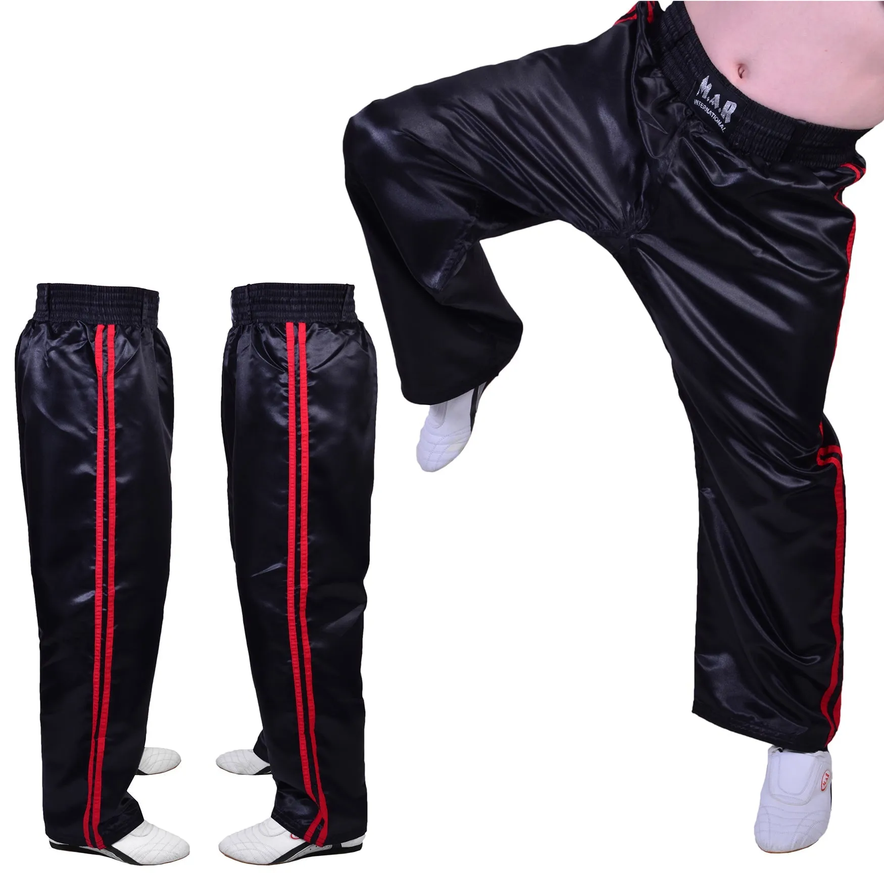 MAR-089E | Full Contact Black Red Kickboxing & Freestyle Trousers