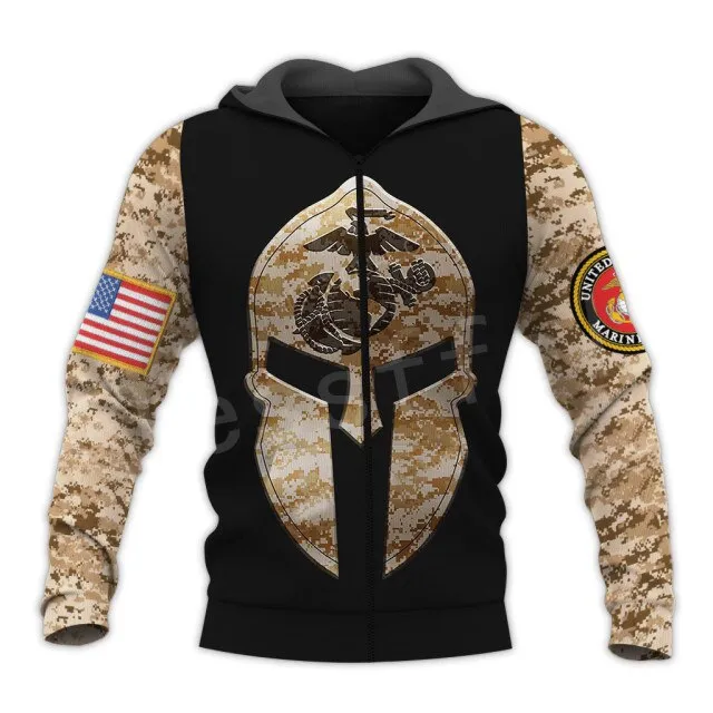 Marine Warrior Helmet Camouflage Hoodie