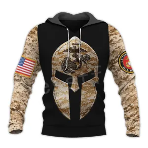 Marine Warrior Helmet Camouflage Hoodie