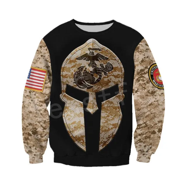 Marine Warrior Helmet Camouflage Hoodie