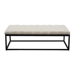 Mateo Black Powder Coat Metal Large Linen Tufted Bench by Diamond Sofa - Desert Sand Linen