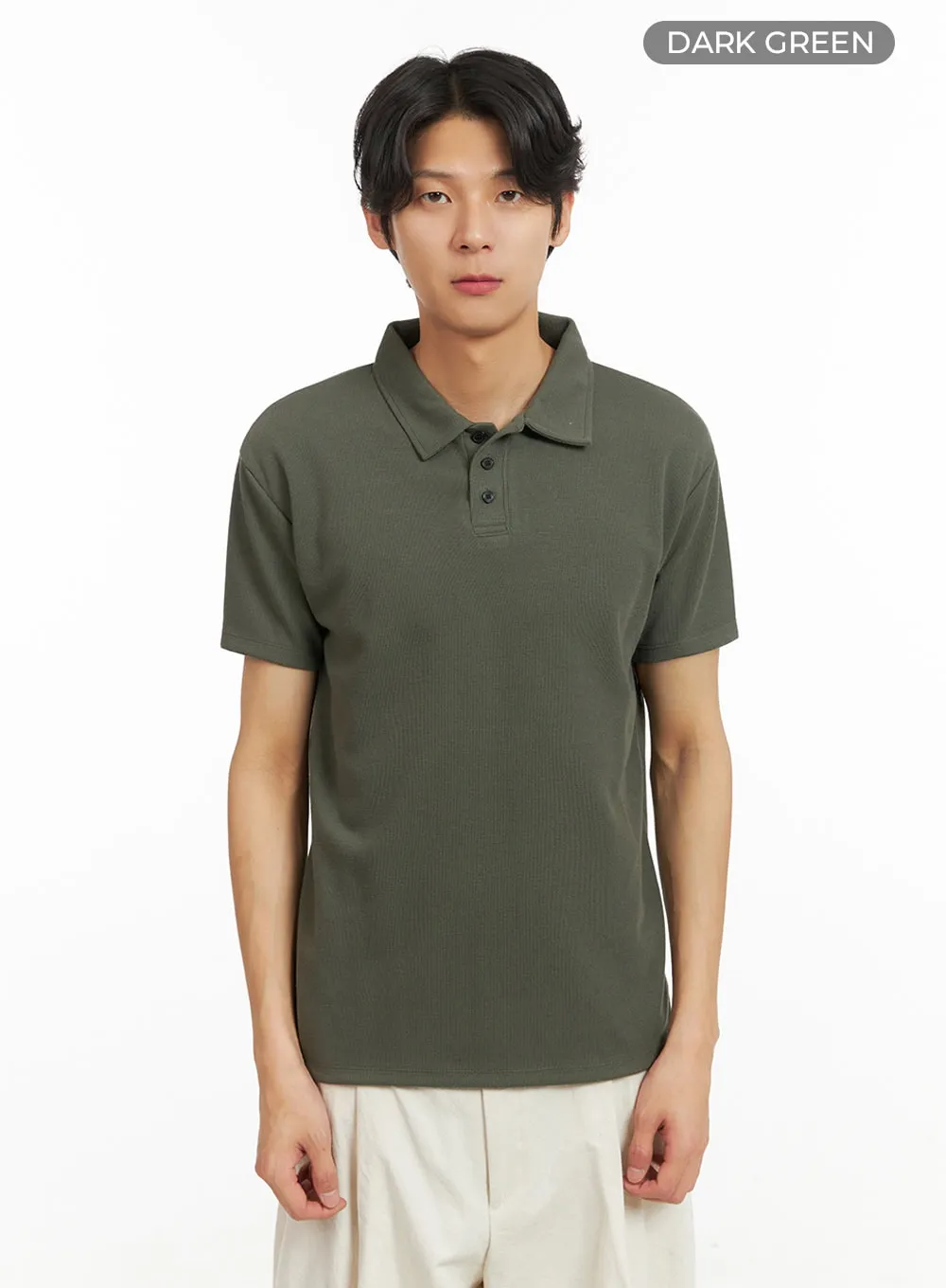 Men's Basic Short Sleeve Polo Shirt (Dark Green) IY416