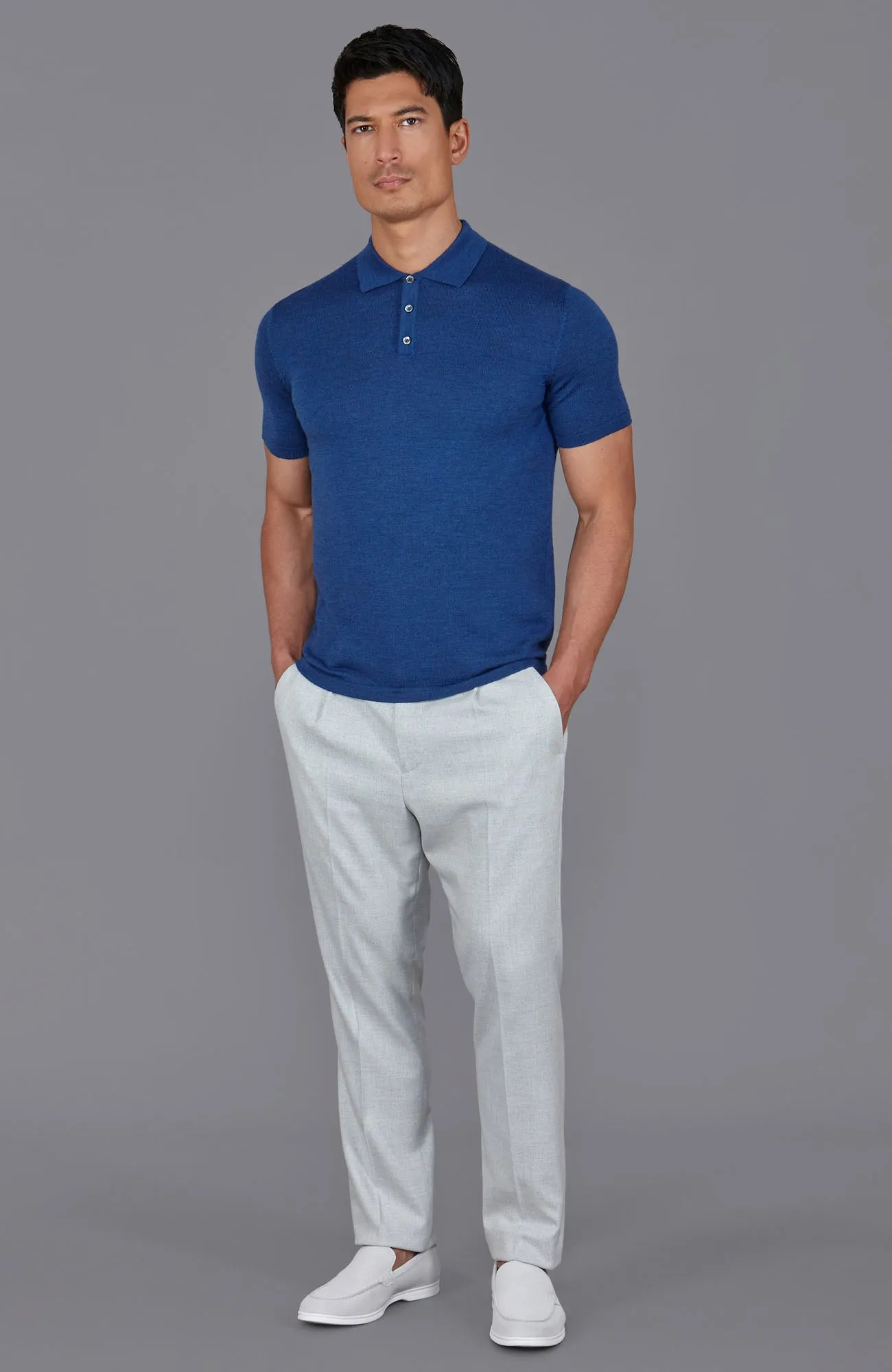 Mens Extra Fine Merino Wool Short Sleeve Polo Shirt