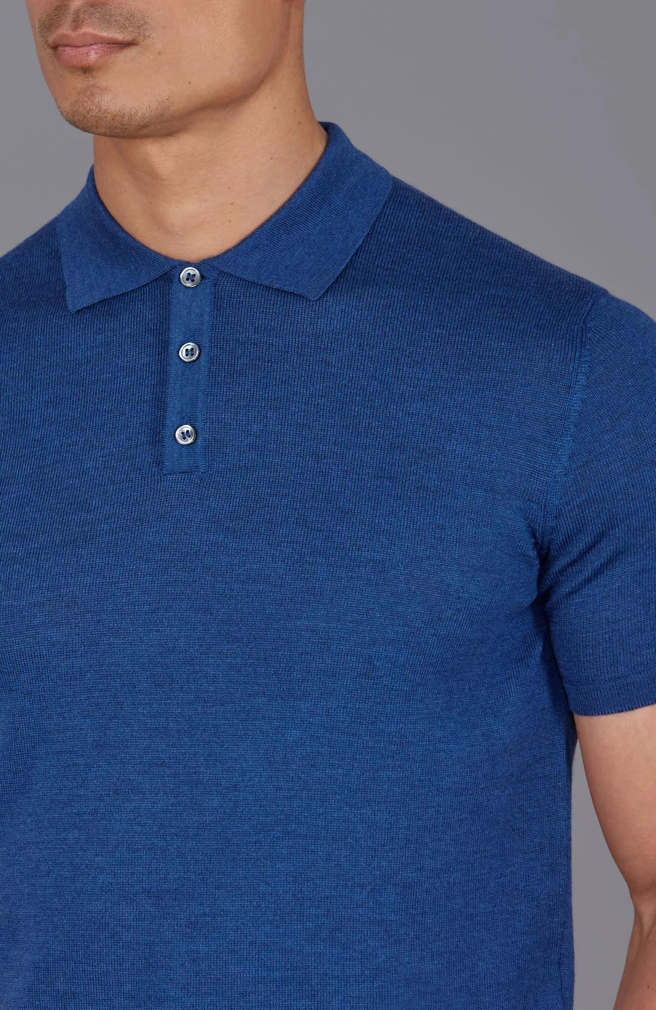 Mens Extra Fine Merino Wool Short Sleeve Polo Shirt