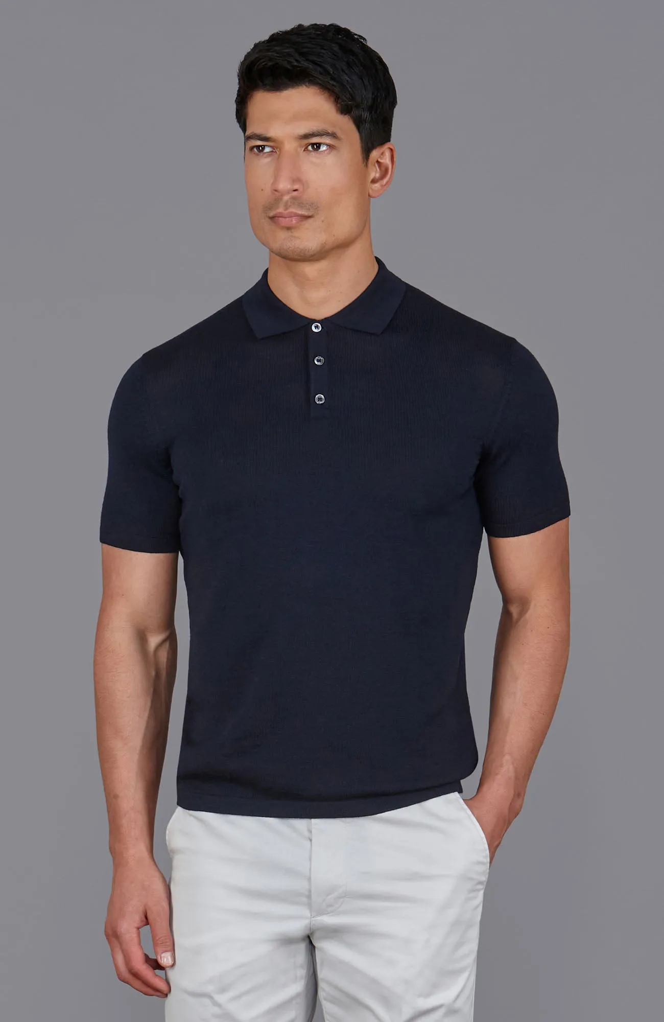 Mens Extra Fine Merino Wool Short Sleeve Polo Shirt