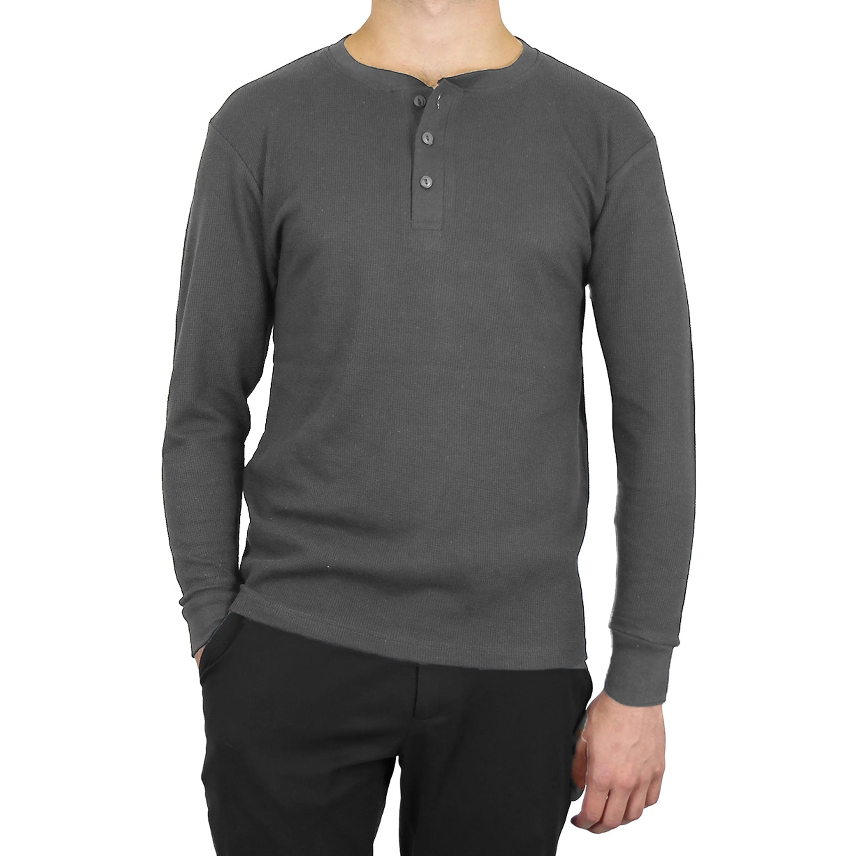 Men's Henley Thermal Long Sleeve