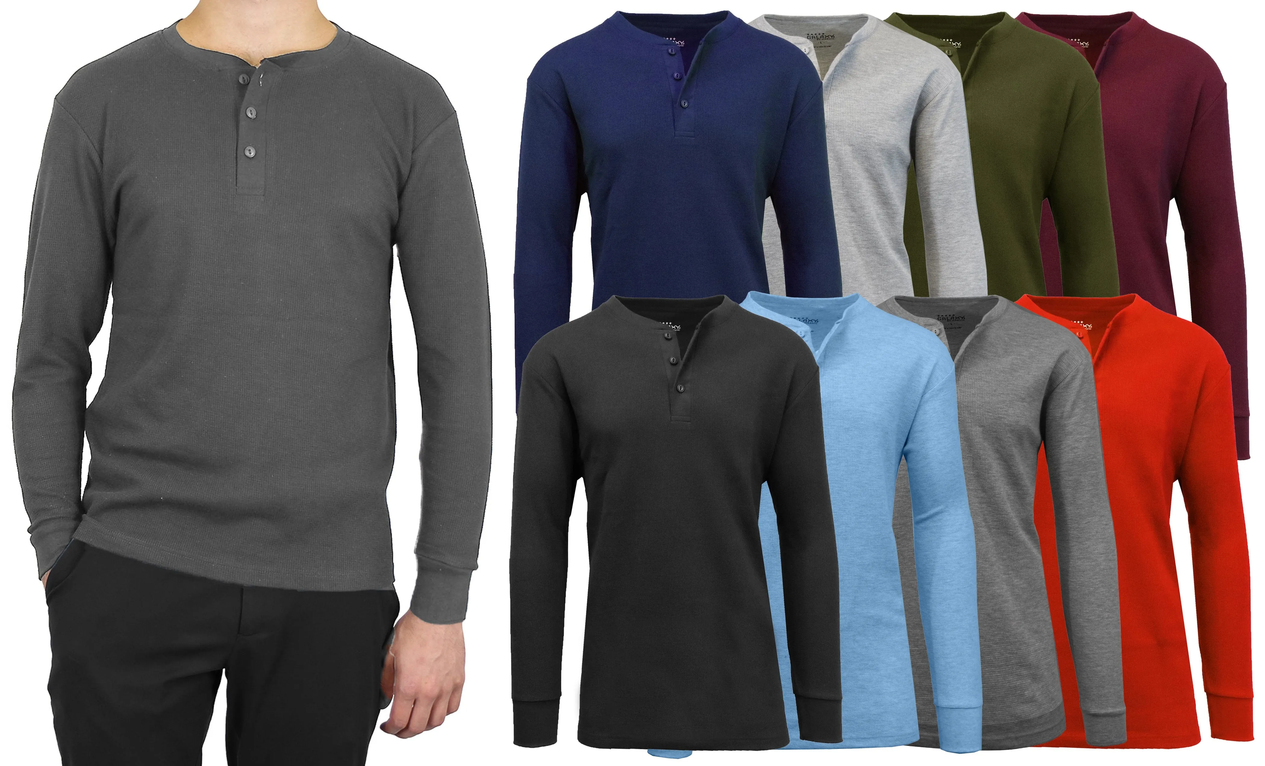 Men's Henley Thermal Long Sleeve