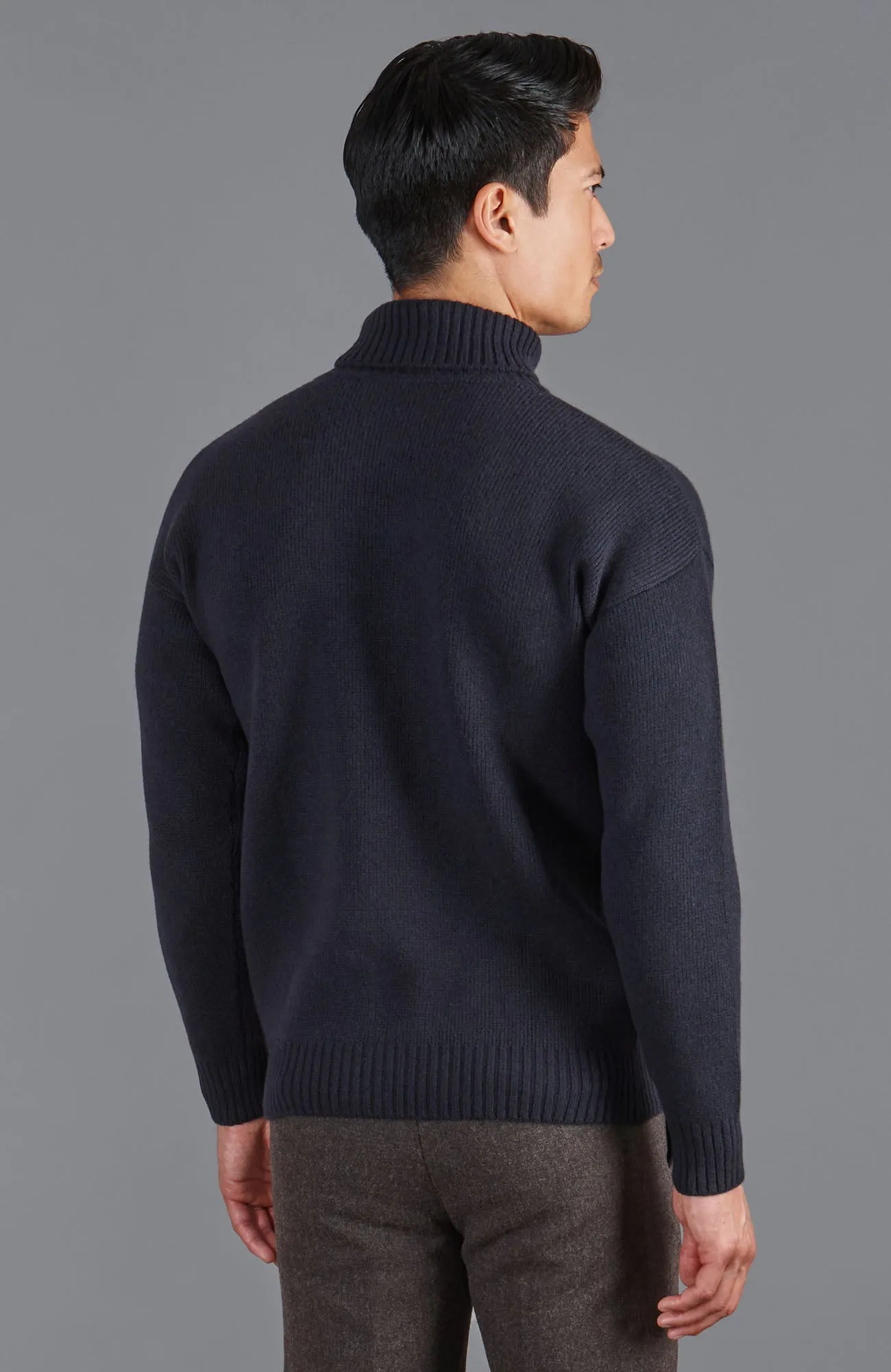 Mens Merino Cashmere Submariner Roll Neck Jumper