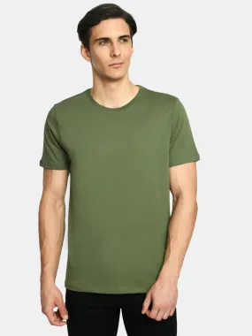 Men's Plain Pickle Green Round Neck T-Shirt