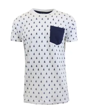 Men's Sail Boat Printed Tee with Chest Pocket