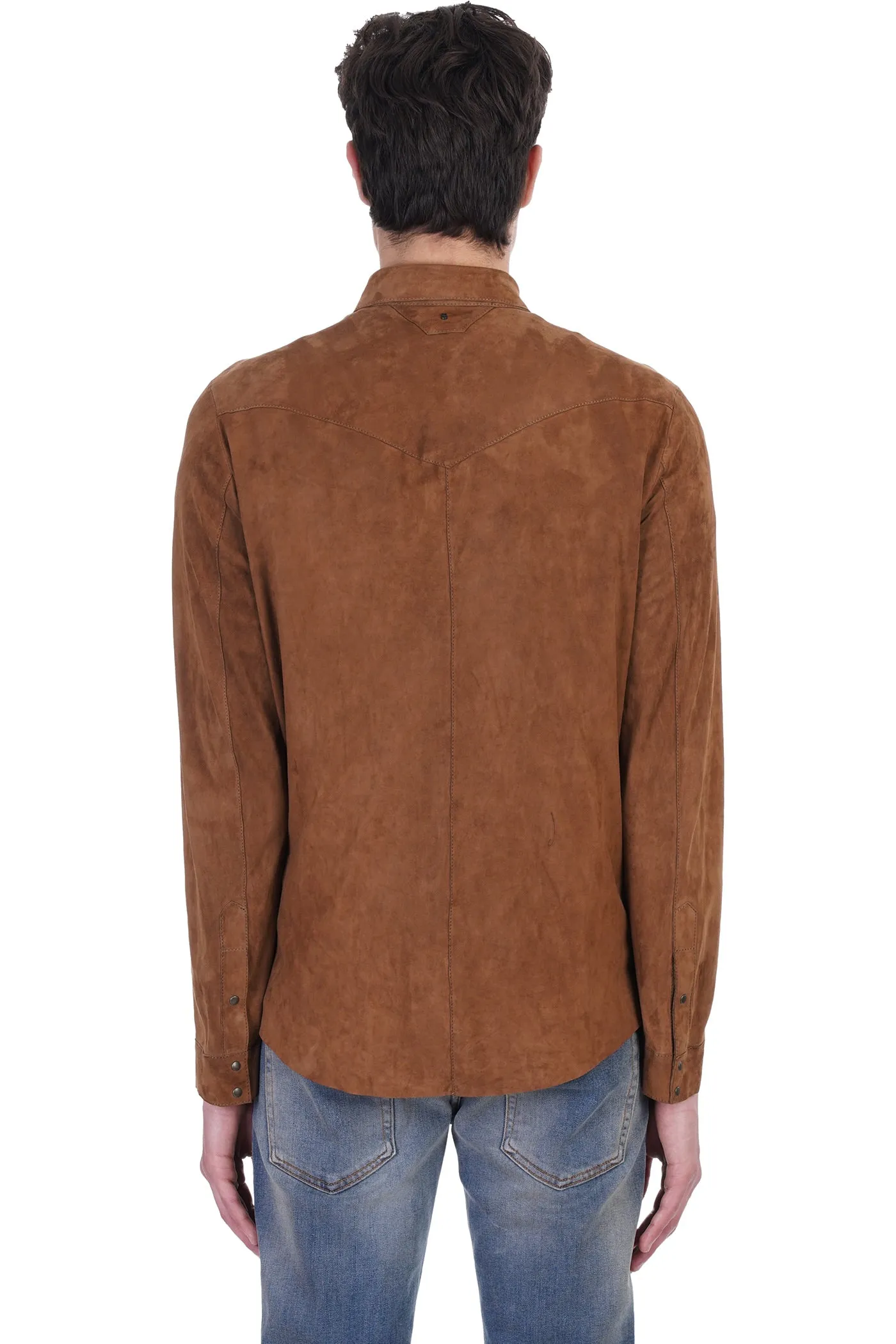 Men’s Tan Brown Suede Leather Shirt