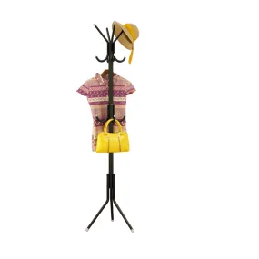 Metal 12 Hook Hat and Coat Stand-Black