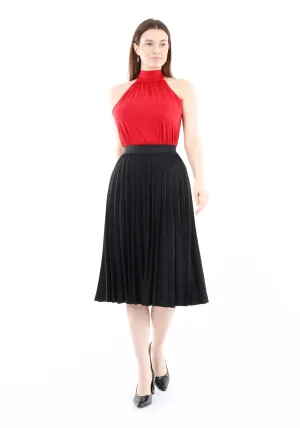 Midi Thin Pleated Below The Knee Skirt