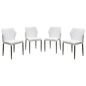 Milo 4-Pack Dining Chairs in White Diamond Tufted Leatherette with Black Powder Coat Legs by Diamond Sofa