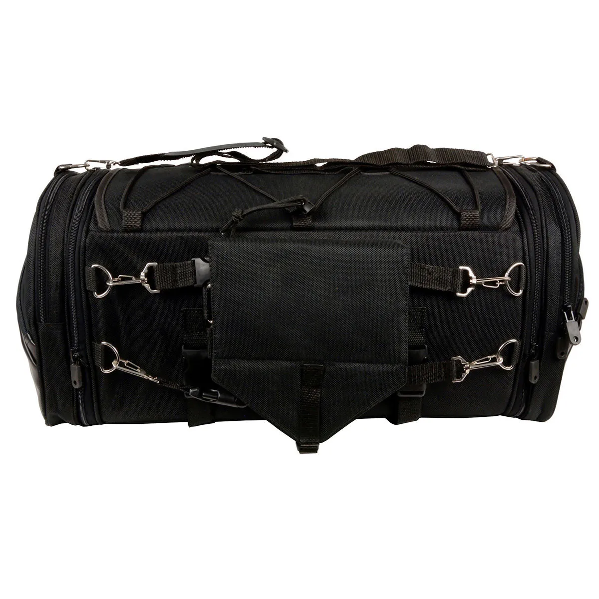 Milwaukee Leather SH694 Large Black Textile and PVC Duffel Style Motorcycle Rack Bag