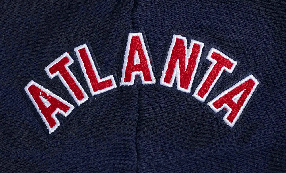 MLB ATLANTA BRAVES MASHUP WOMEN'S RIB CROPPED PO HOODIE (MIDNIGHT NAVY/RED/MIDNIGHT NAVY)