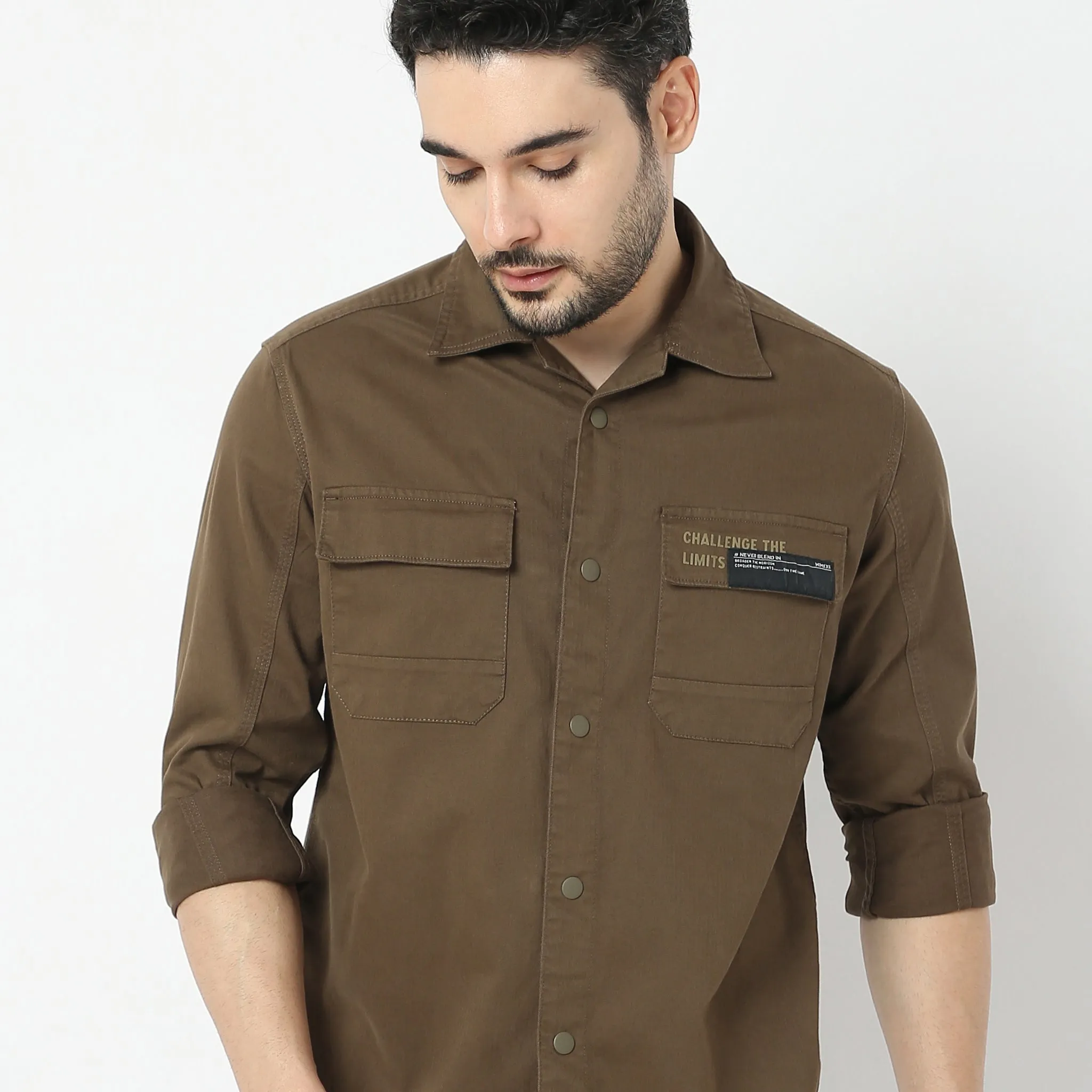 Modern Outdoorist Shacket™ 100% Cotton - Regular Fit Solid Shirt