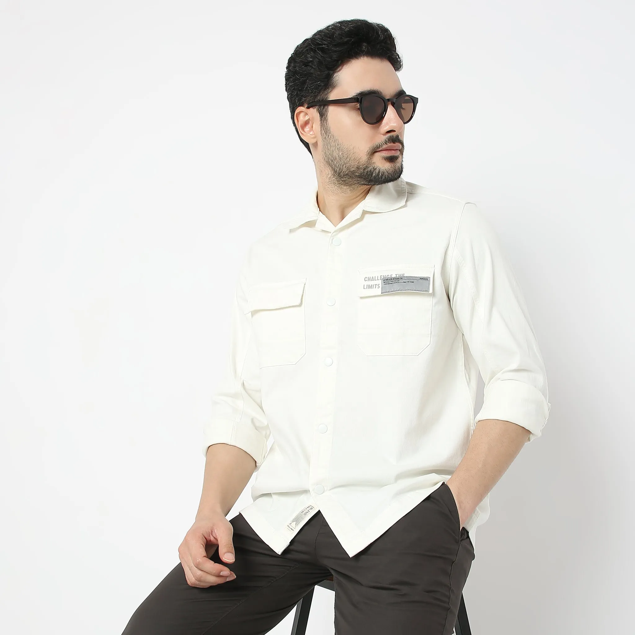 Modern Outdoorist Shacket™ 100% Cotton - Regular Fit Solid Shirt