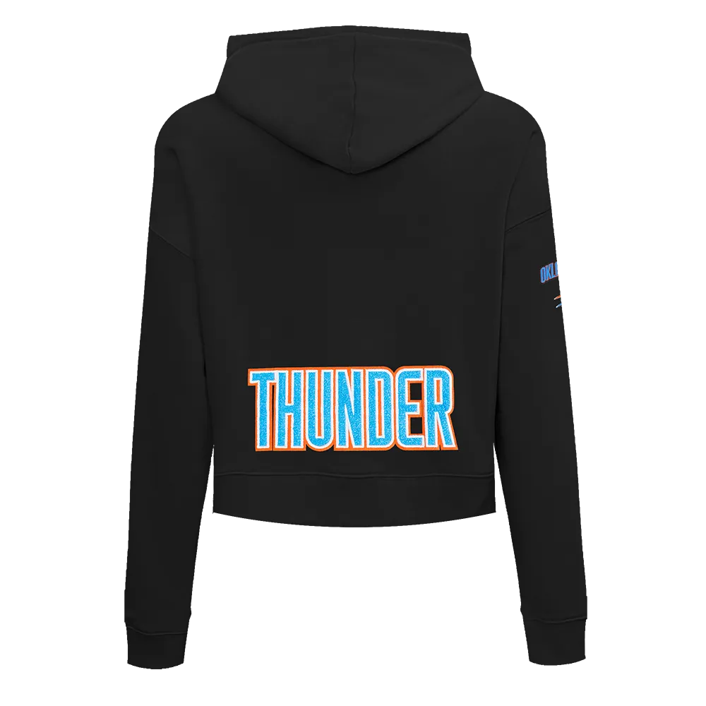 NBA OKLAHOMA CITY THUNDER CLASSIC WOMEN'S CROPPED PO HOODIE (BLACK)