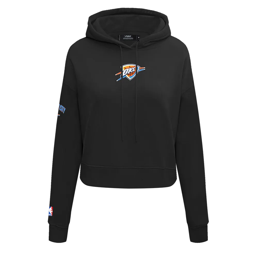 NBA OKLAHOMA CITY THUNDER CLASSIC WOMEN'S CROPPED PO HOODIE (BLACK)