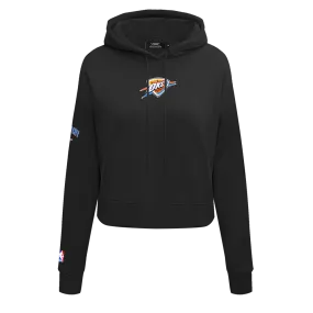 NBA OKLAHOMA CITY THUNDER CLASSIC WOMEN'S CROPPED PO HOODIE (BLACK)