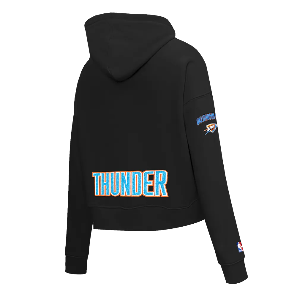 NBA OKLAHOMA CITY THUNDER CLASSIC WOMEN'S CROPPED PO HOODIE (BLACK)