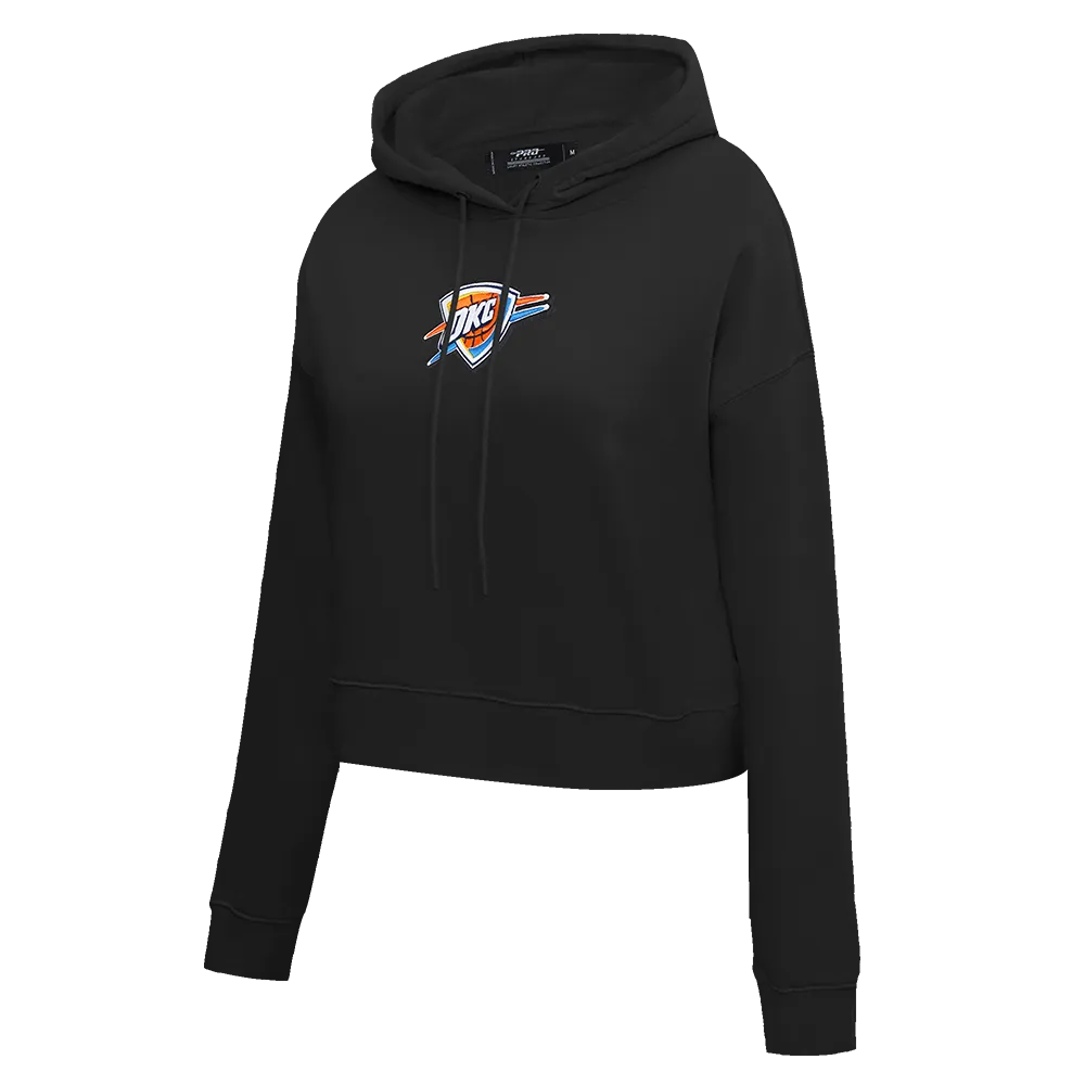 NBA OKLAHOMA CITY THUNDER CLASSIC WOMEN'S CROPPED PO HOODIE (BLACK)