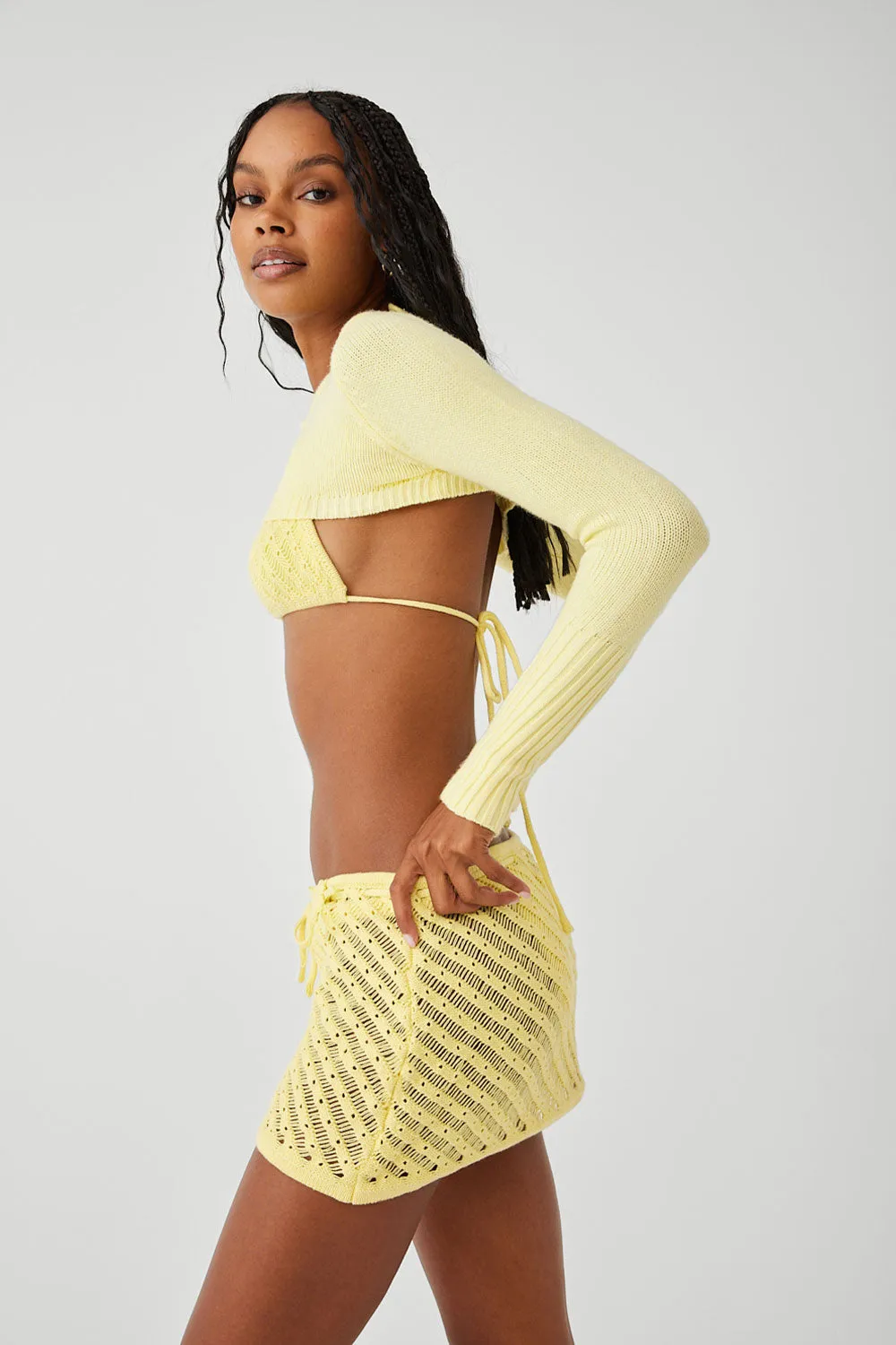 Nina Cloud Knit Shrug Top - Honey Butter