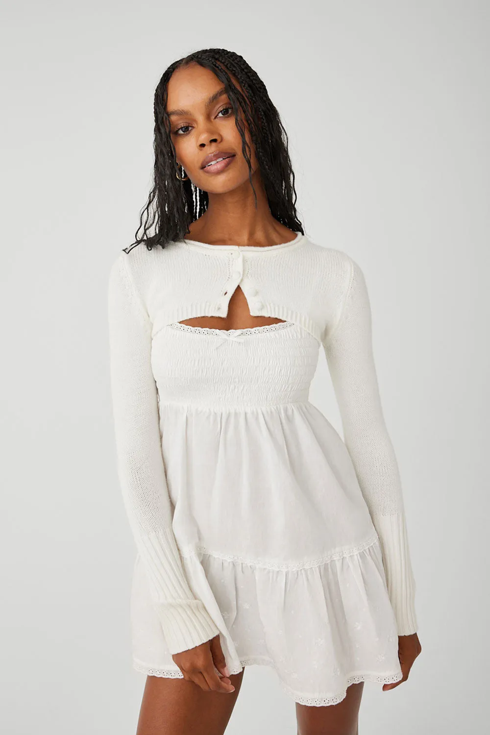 Nina Cloud Knit Shrug Top - White