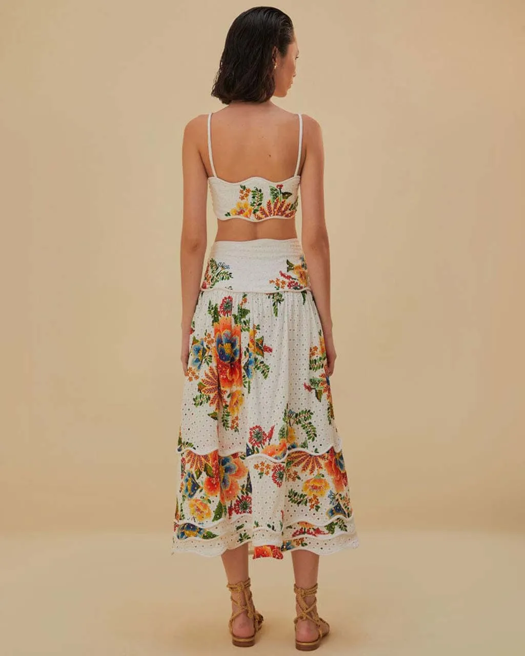 Off-White Delicate Garden Midi Skirt