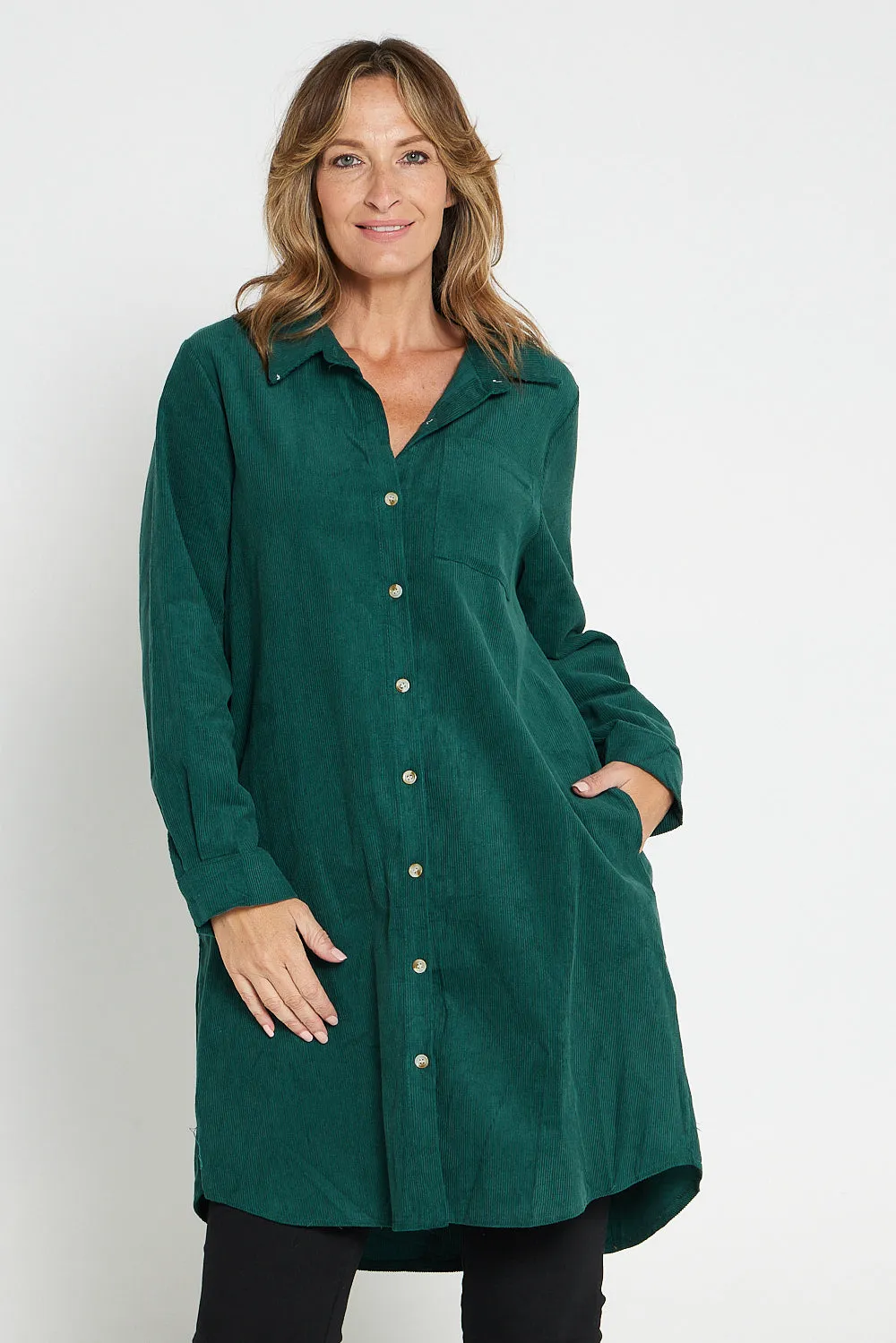 Parvati Corduroy Overshirt - Dark Green