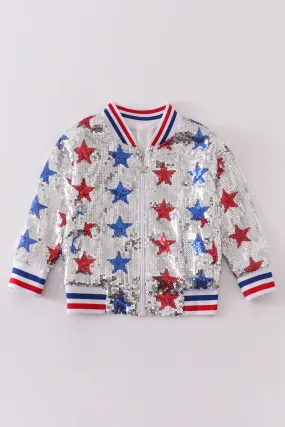 Patriotic star sequins girl coat