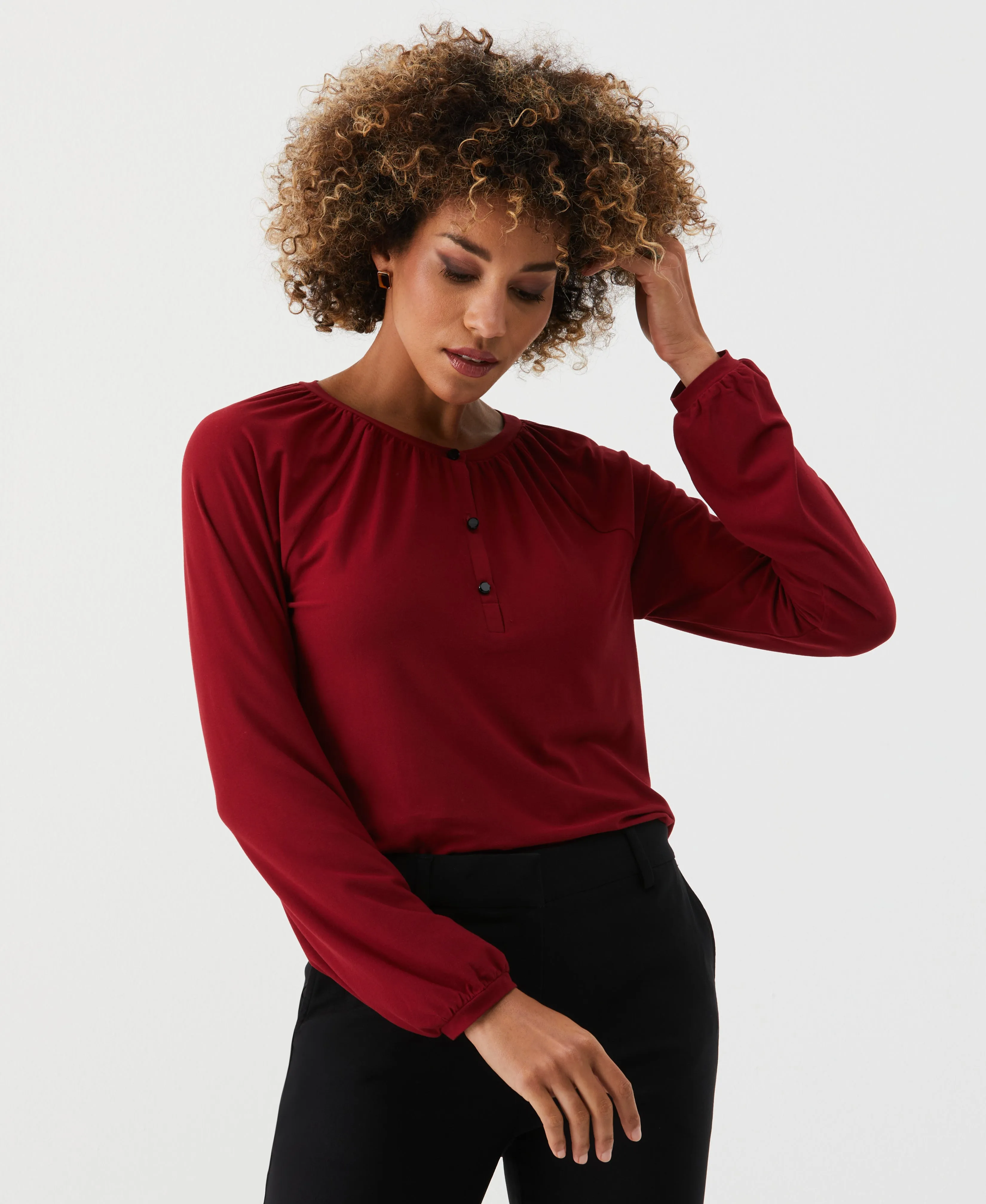 Petite Jersey Henley Top