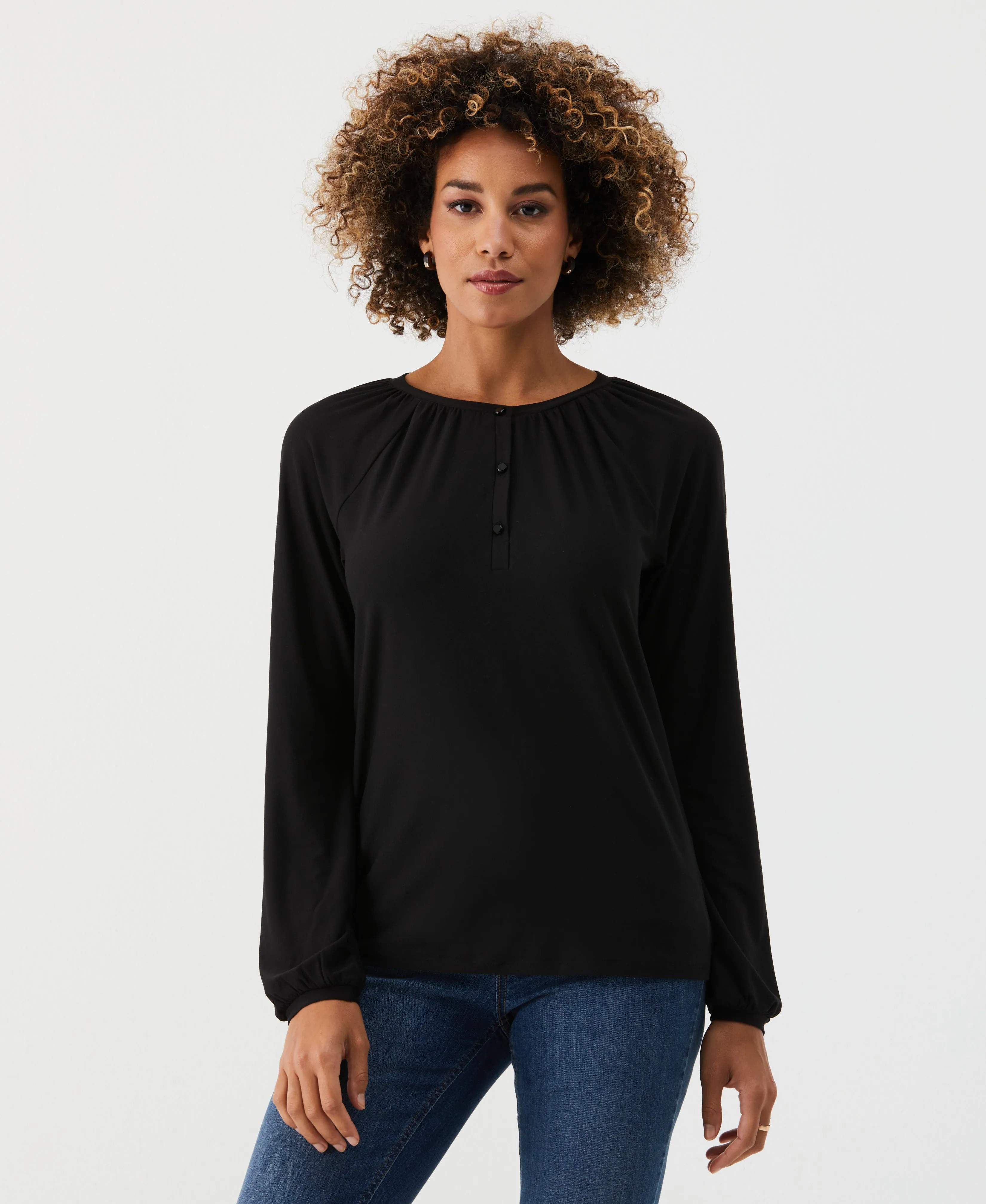 Petite Jersey Henley Top