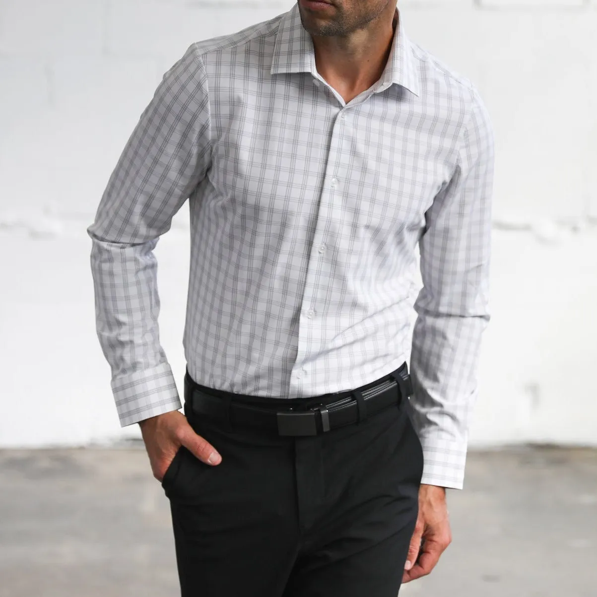 Phenom Professional Grey Tartan Dress Shirt