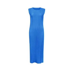 Pre Order:  Solid Pleated Sleeveless Midi Dress