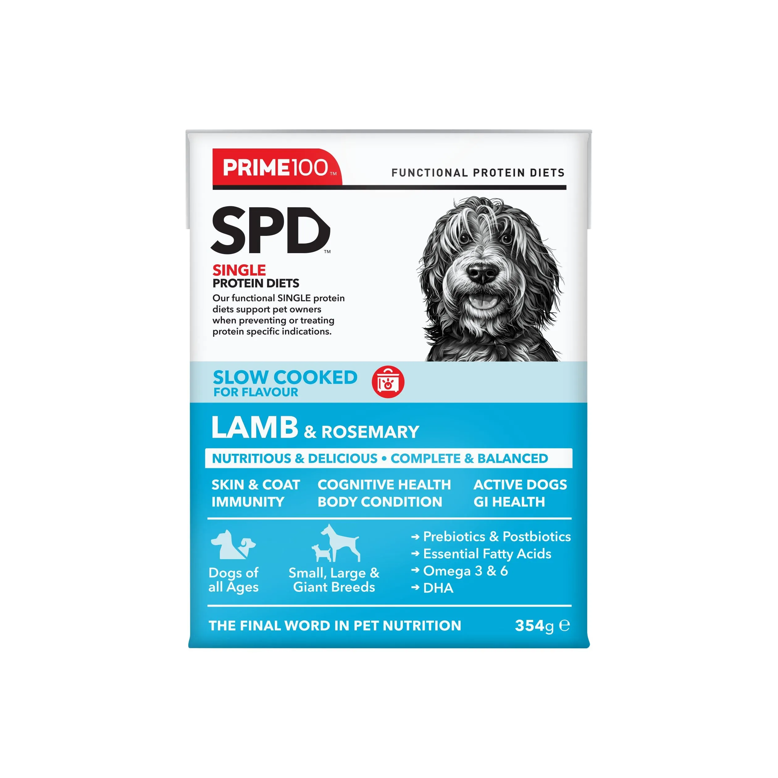 Prime 100 Slow Cooked Lamb and Rosemary Dog Food 354g