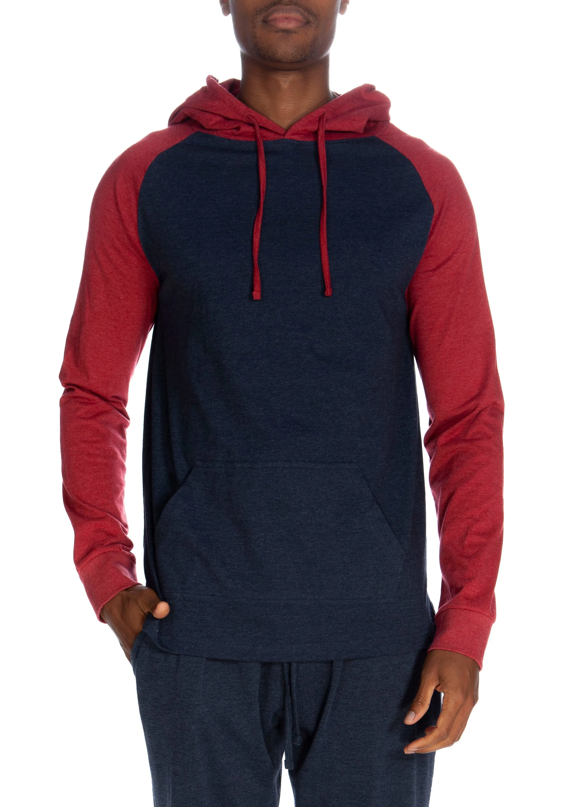 Pullover Raglan Hoodie  - Cotrasted Sleeves