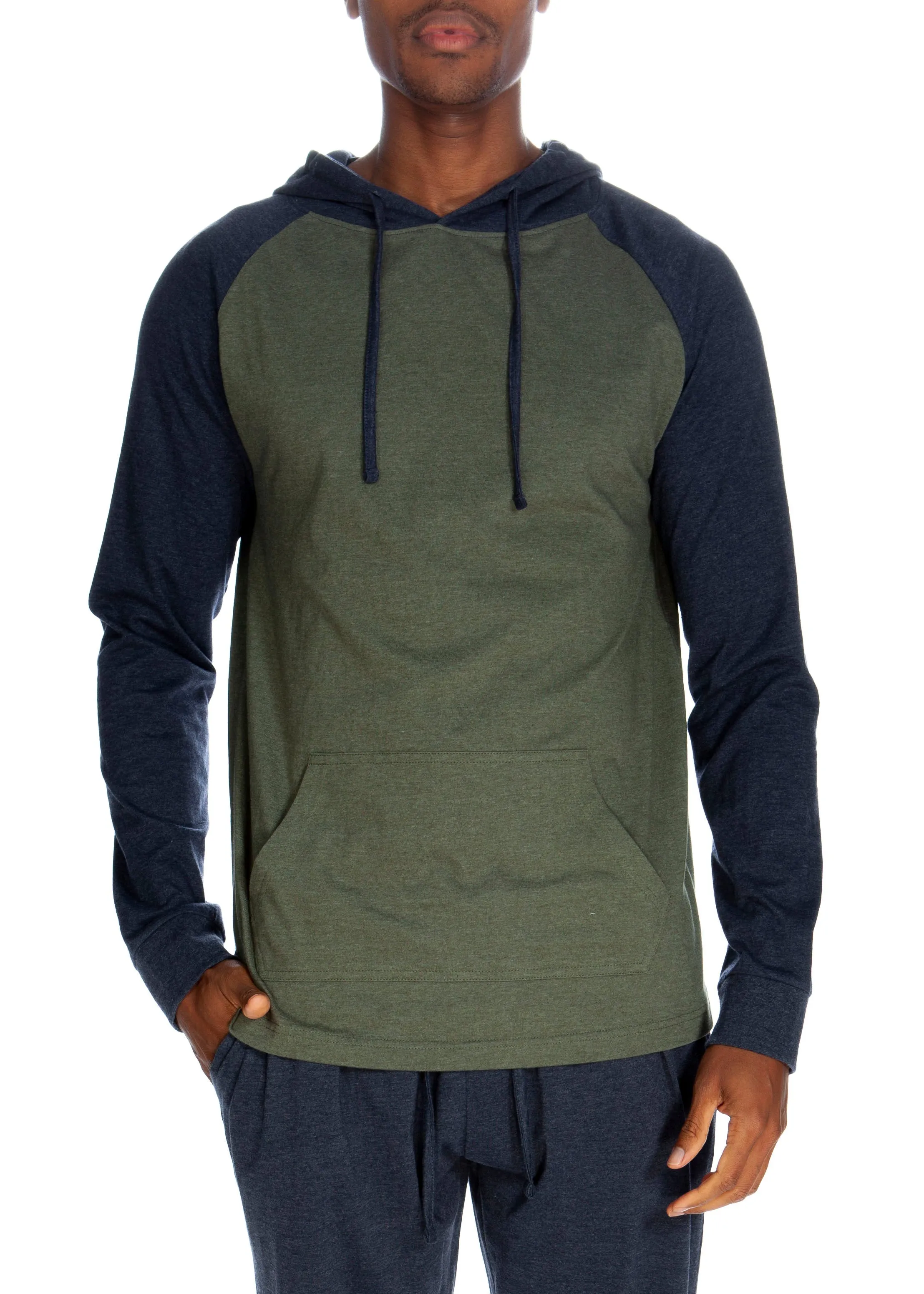 Pullover Raglan Hoodie  - Cotrasted Sleeves