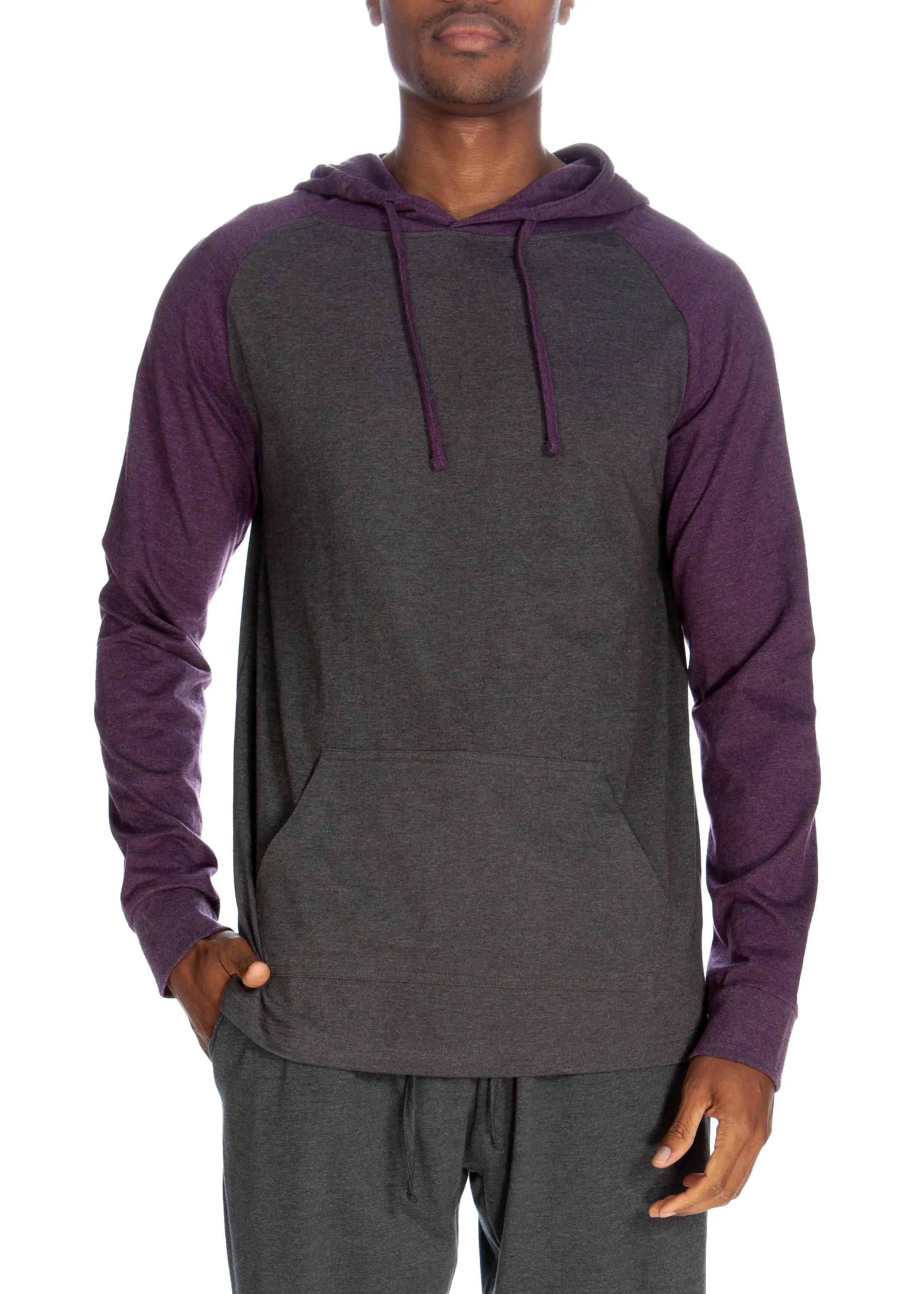 Pullover Raglan Hoodie  - Cotrasted Sleeves