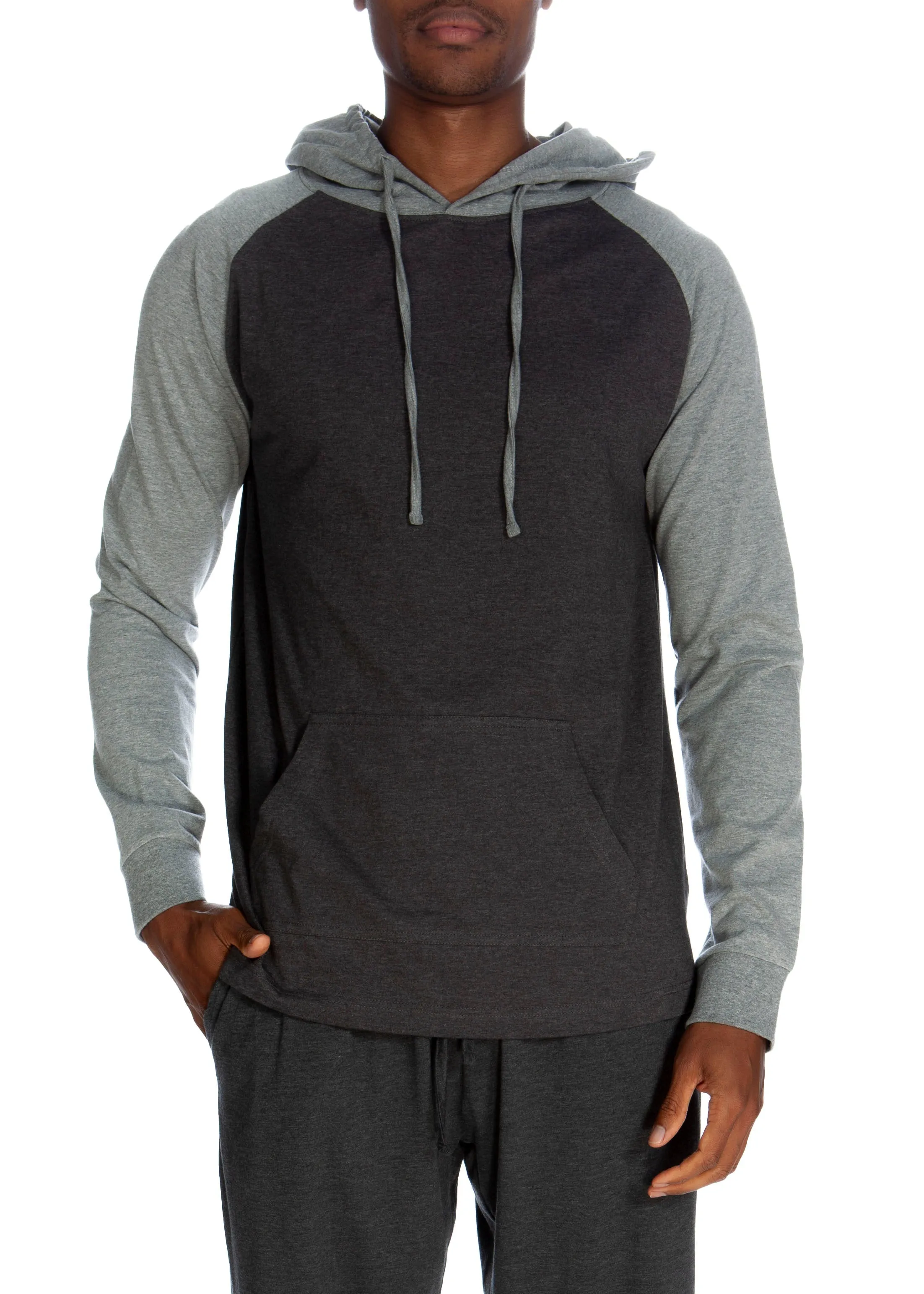 Pullover Raglan Hoodie  - Cotrasted Sleeves