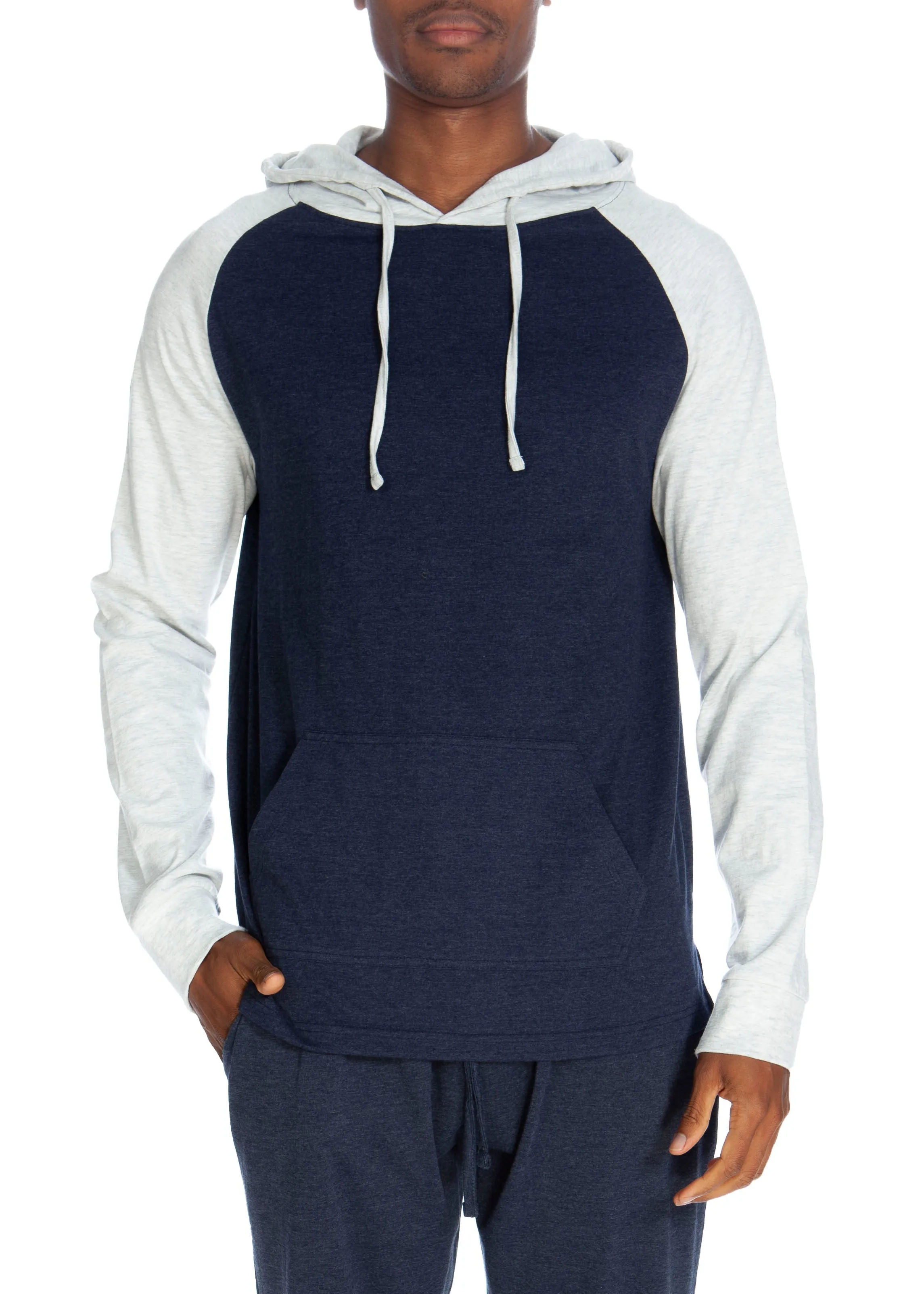 Pullover Raglan Hoodie  - Cotrasted Sleeves