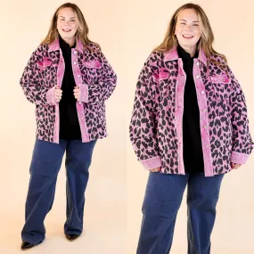 Quick To Cuddle Leopard Print Corduroy Jacket in Purple