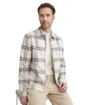 Rare Rabbit Men's Lex Off-White Acrylic Nylon Fabric Full Sleeve Checks Shacket