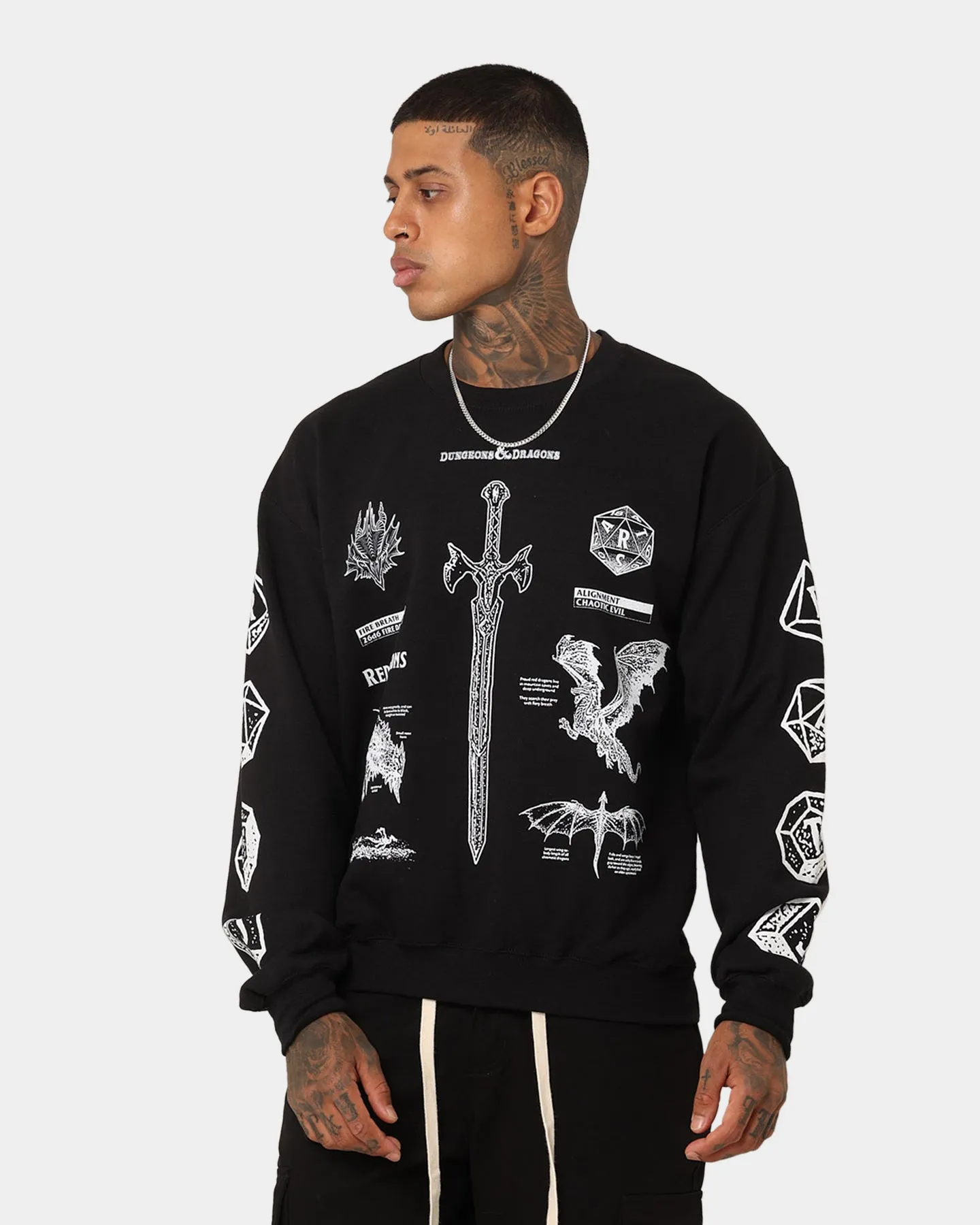 Rats Get Fat X Dungeons And Dragons Dragon Crewneck Black