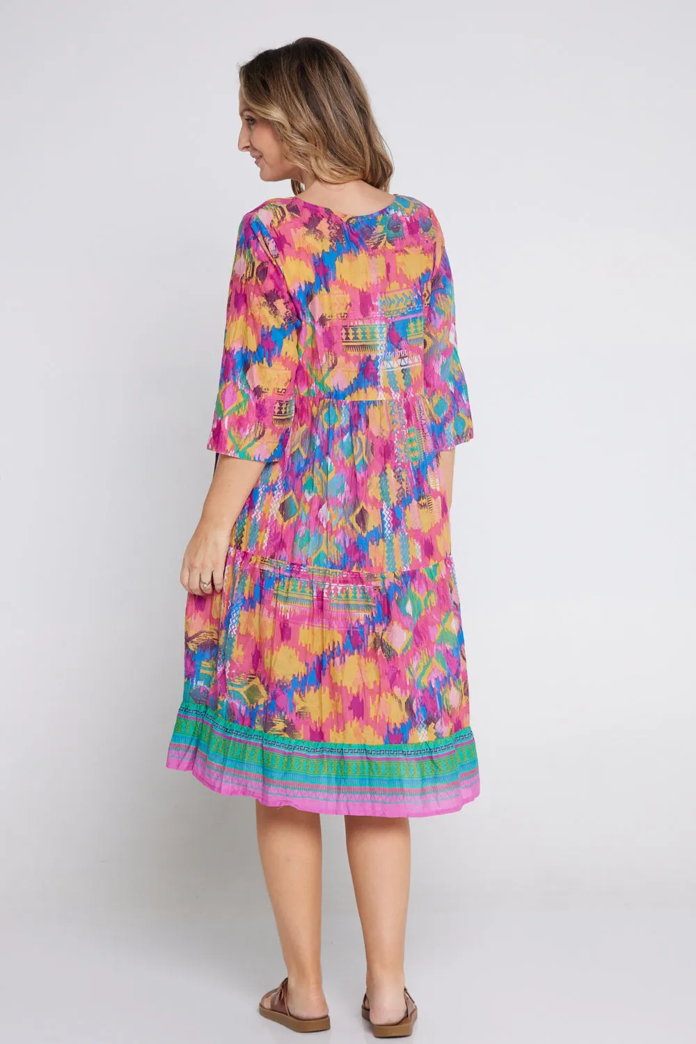 Rebecca Tie Neck Dress - Ikat