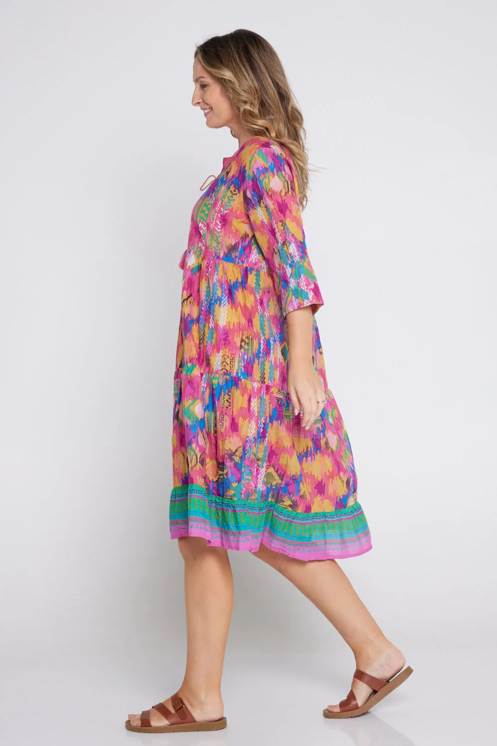 Rebecca Tie Neck Dress - Ikat