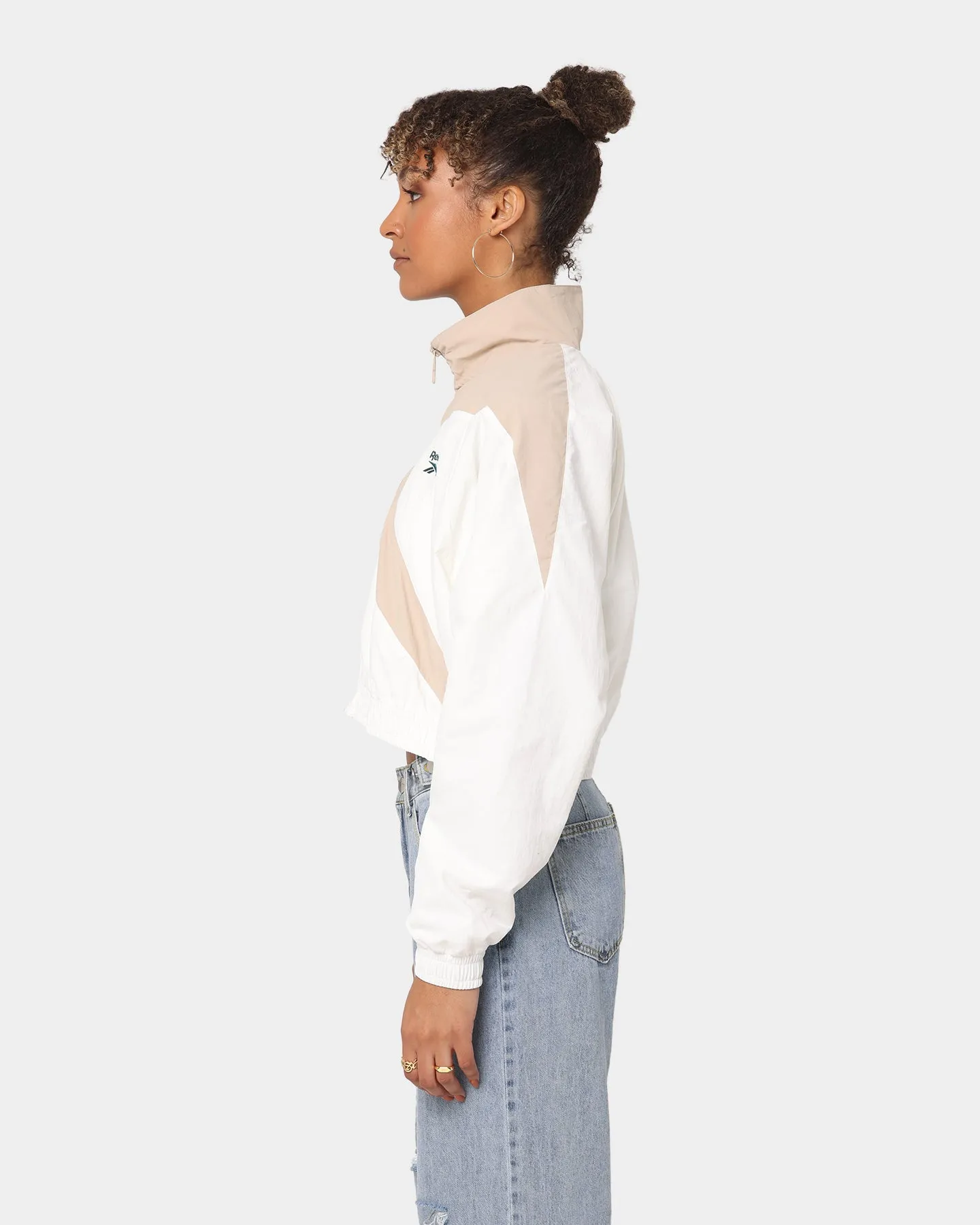 Reebok Women's Cropped Vector Track Jacket Chalk